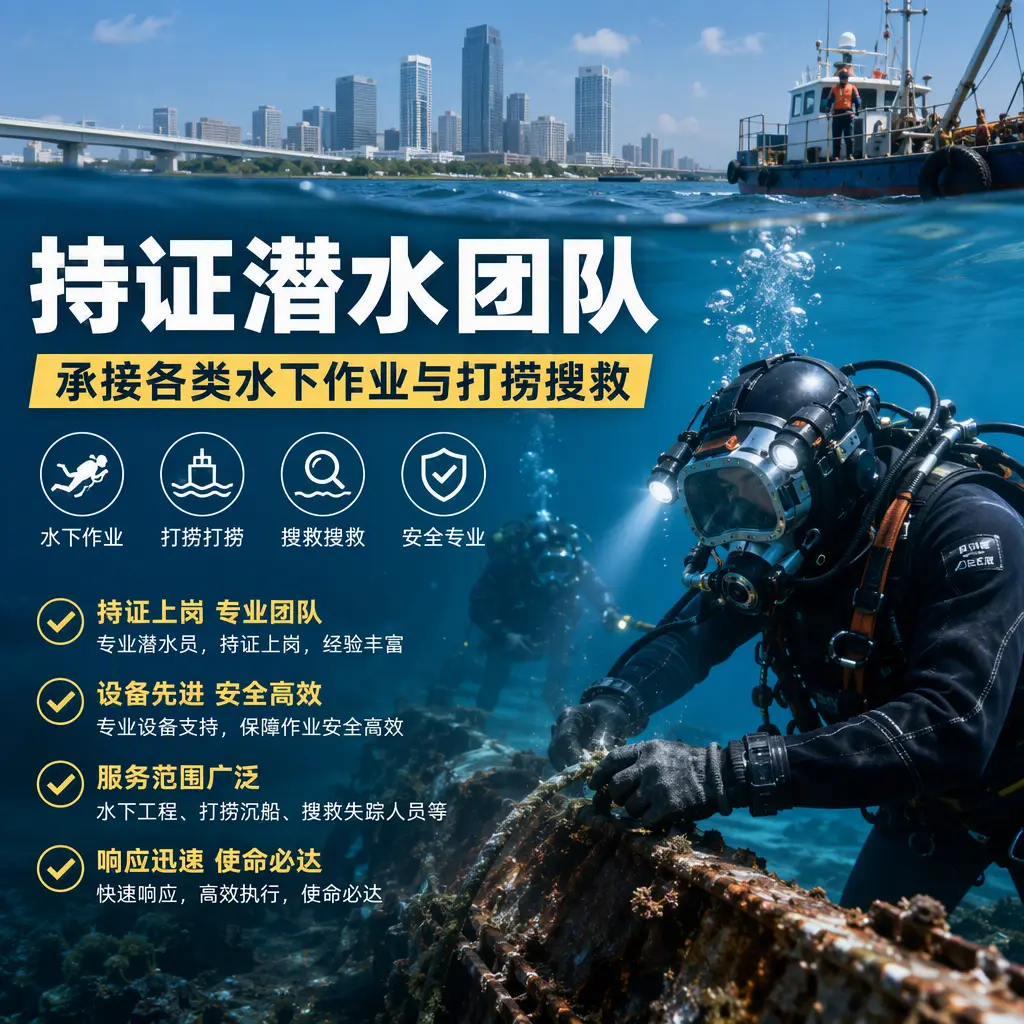 持证潜水团队，承接各类水下作业与打捞搜救昌吉市