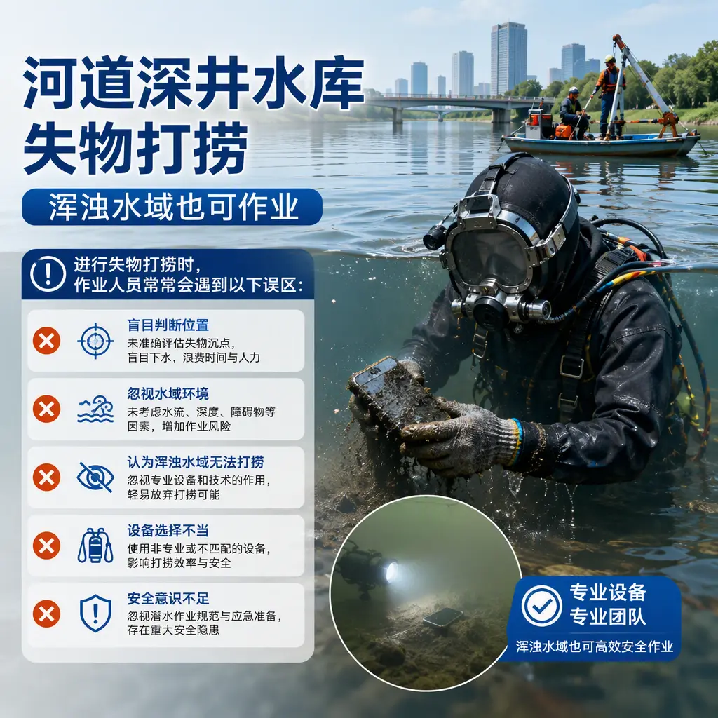 河道深井水库失物打捞，浑浊水域也可作业昌吉市