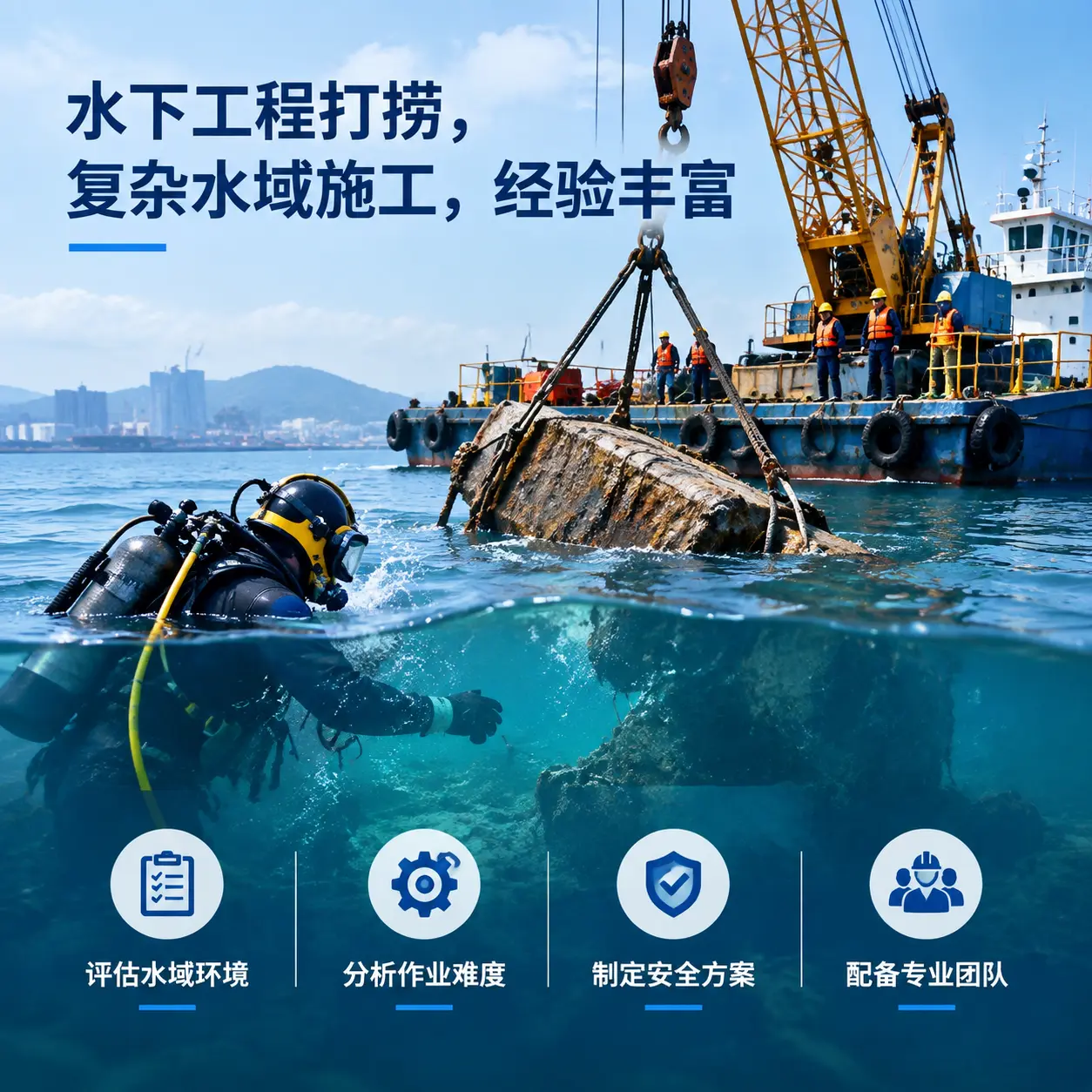 水下工程打捞，复杂水域施工，经验丰富昌吉市